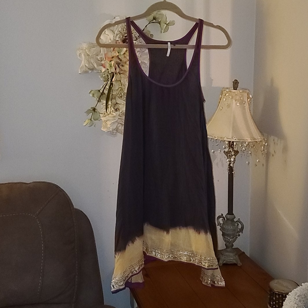 Free People Racerback Purple Bleach Ombre Dress